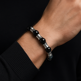Strength and Resilience Bracelet: Onyx, Hematite and Silver Steel